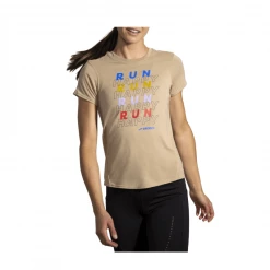 Camiseta Brooks Distance Graphic Manga Corta Marrón Claro -Saucony Tienda camiseta brooks distance graphic manga corta marron claro 3