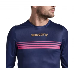 Camiseta Saucony Elite Manga Larga Azul Rosa -Saucony Tienda camiseta saucony elite manga larga azul rosa 2